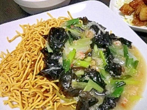 レトルト中華あんかけを超豪華超本格に変身炸麺